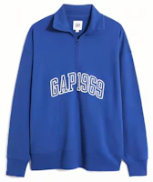 GAP Logo Half-Zip Loose Fit Sweatshirt Unisex Gray Black 601736000 GAP Logo Half-Zip Loose Fit Sweatshirt Unisex Gray Black 601736000