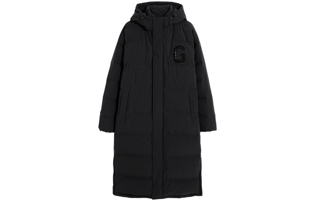 GAP Logo Long Windproof Hooded Puffer Jacket with Zipper 725010