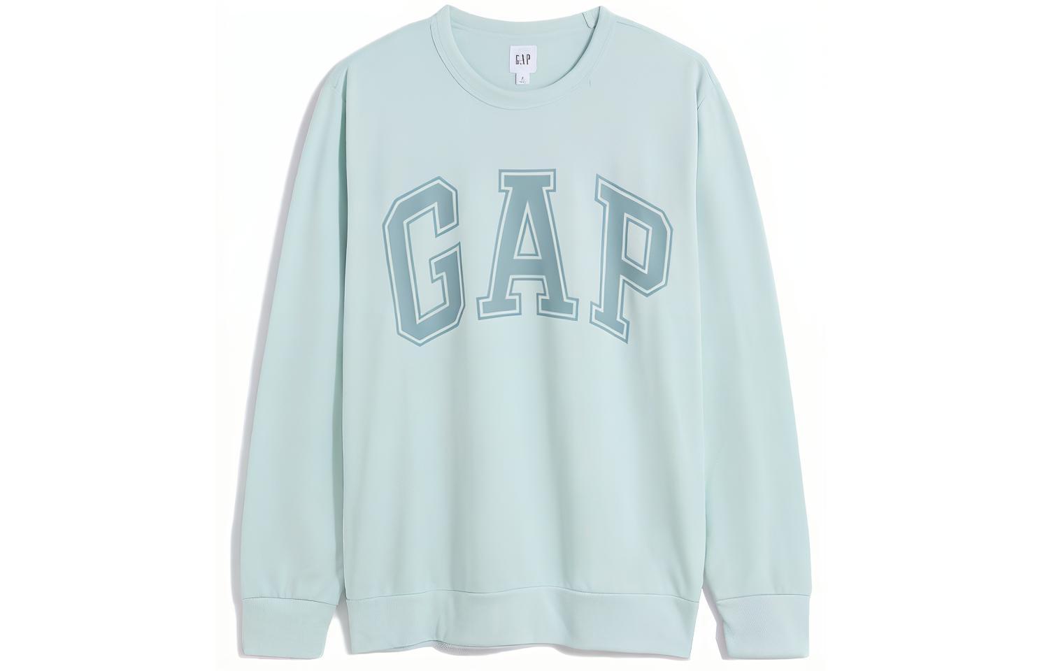 GAP Logo Print Crewneck Pullover Sweatshirt Unisex in Light Green. 561835003