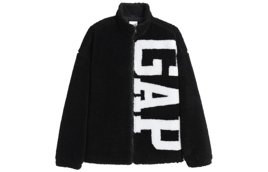 GAP Logo Printed Stand Collar Jacket Unisex Black 462623001