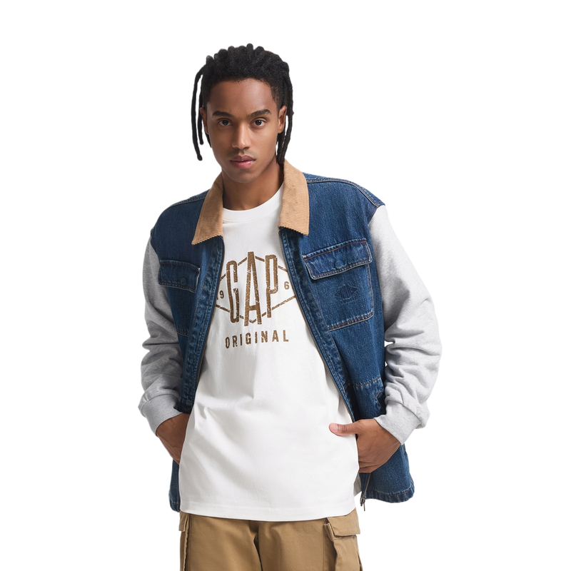 GAP Multi-Pocket Denim Patchwork Streetwear Jacket Unisex - Dark Blue 637946