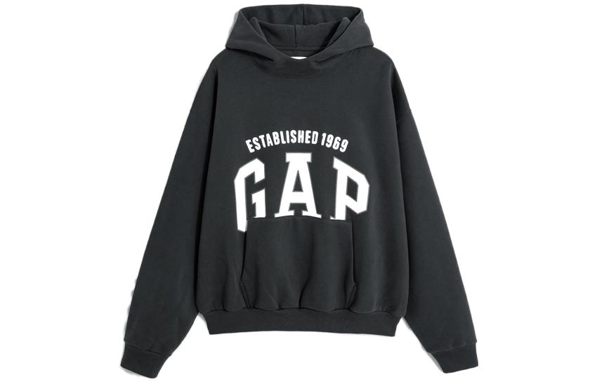 GAP Plaid Logo Carbon Fleece Lined Pullover Hoodie Unisex 762528