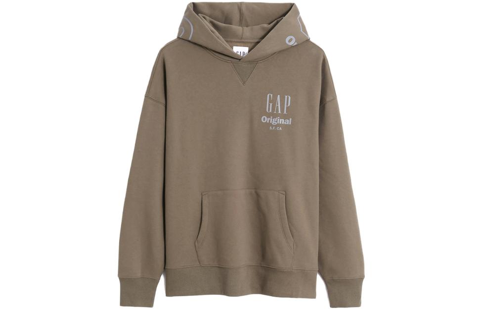 GAP Reflective Logo Oversized Fleece Hoodie Unisex - Coffee Brown 448316001