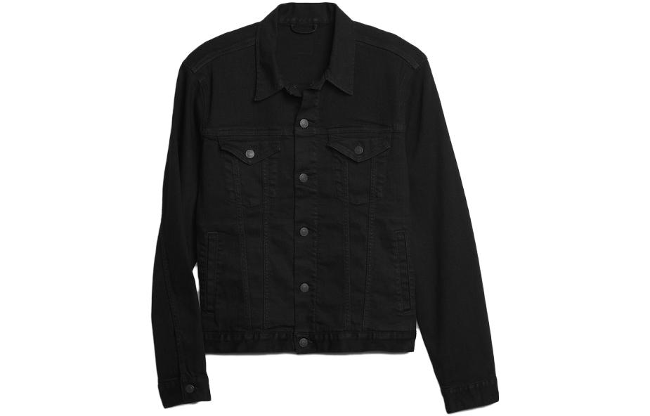 GAP Relaxed Fit Washed Black Long Sleeve Collared Jacket 615633