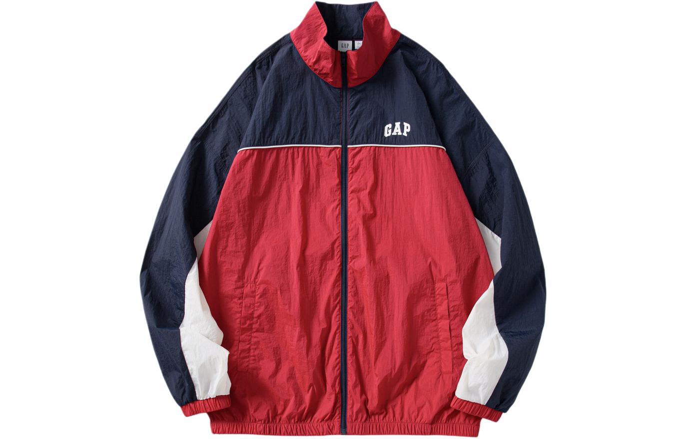 GAP Retro Half-Turtleneck Long Sleeve Jacket Red Blue Colorblock 461228