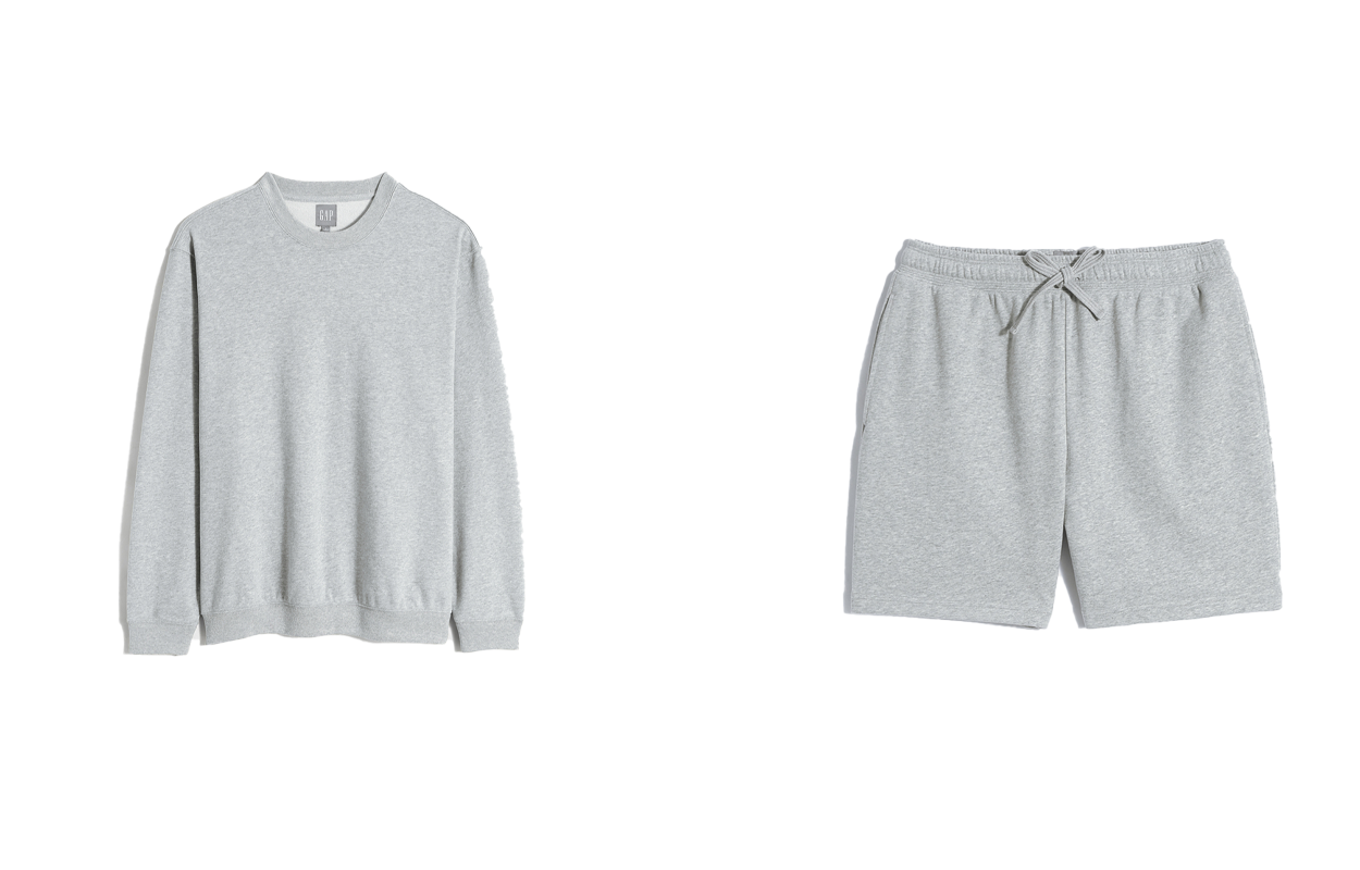 GAP Solid Color Crewneck Sweatshirt and Drawstring Shorts Set 808990
