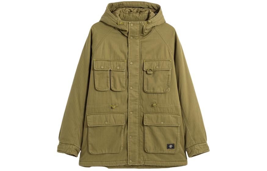 GAP Solid Color Thickened Hooded Jacket with Pockets for Warmth 836565