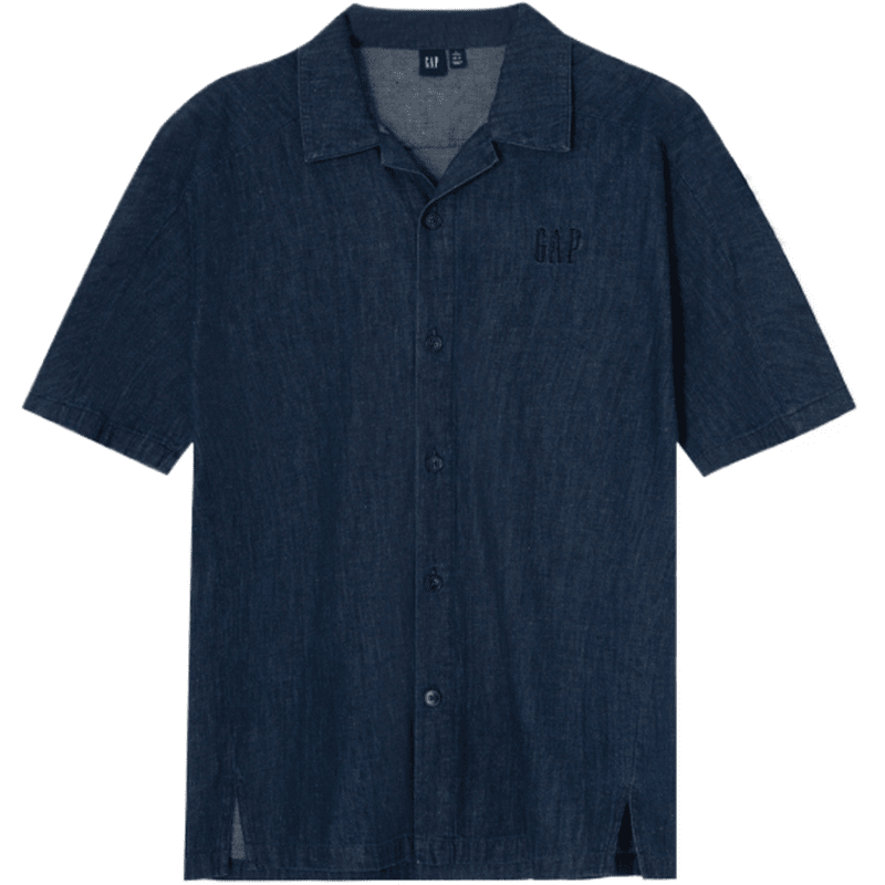 GAP Solid Short-Sleeve Shirt with Button and Side Slit 885844