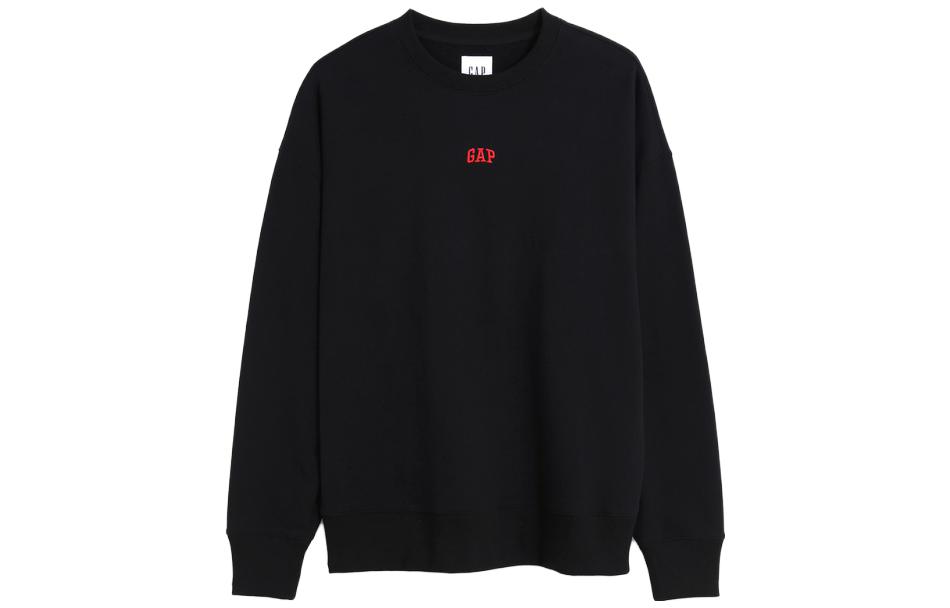GAP SS23 Black Logo Embroidered Crewneck Pullover Sweatshirt. 613315000