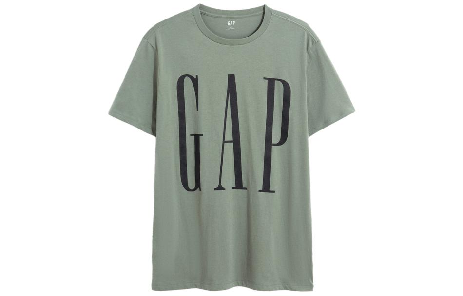 GAP SS23 Unisex Letter Print Crewneck Short Sleeve T-Shirt Dousha Green 610134