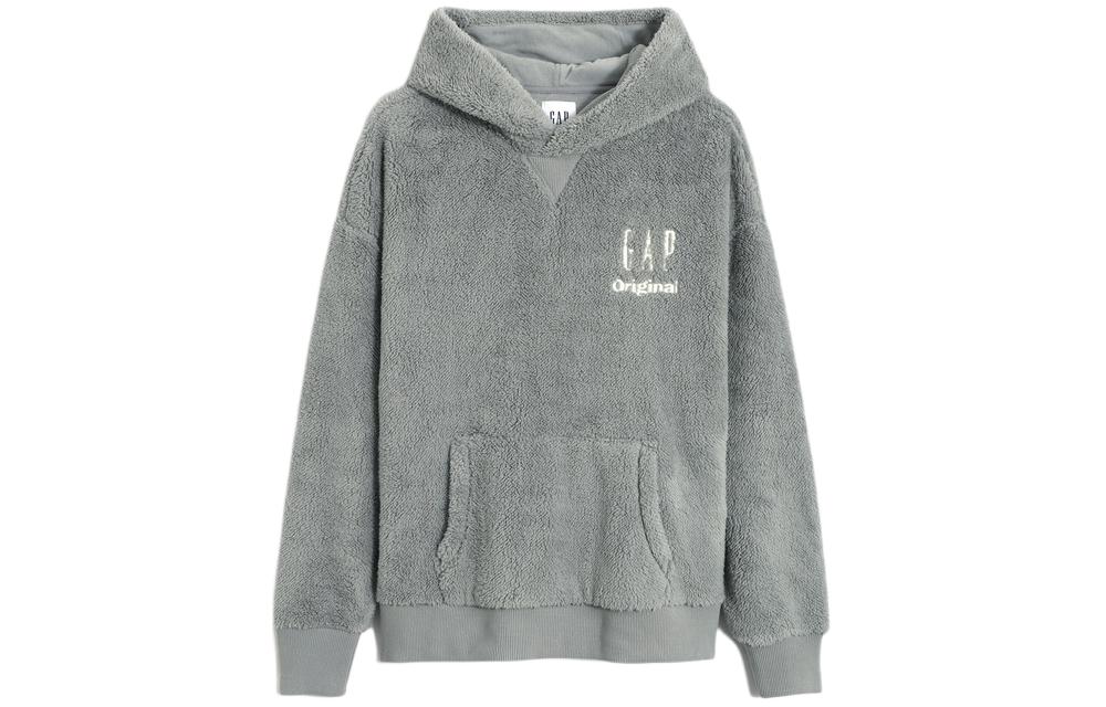 GAP Unisex Solid Color Pullover Hoodie - Gray 451385003