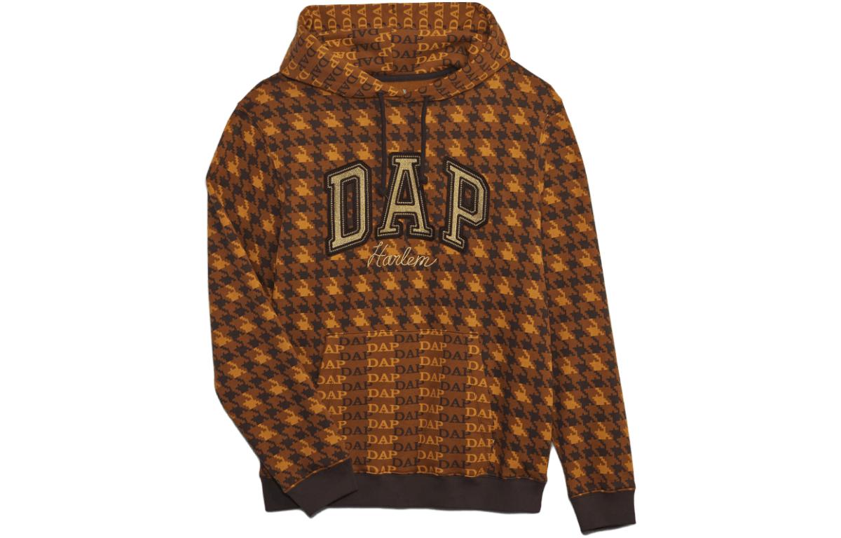 GAP x Dapper Dan Houndstooth Logo Printed Hoodie Brown Unisex FW23 Edition 838149022
