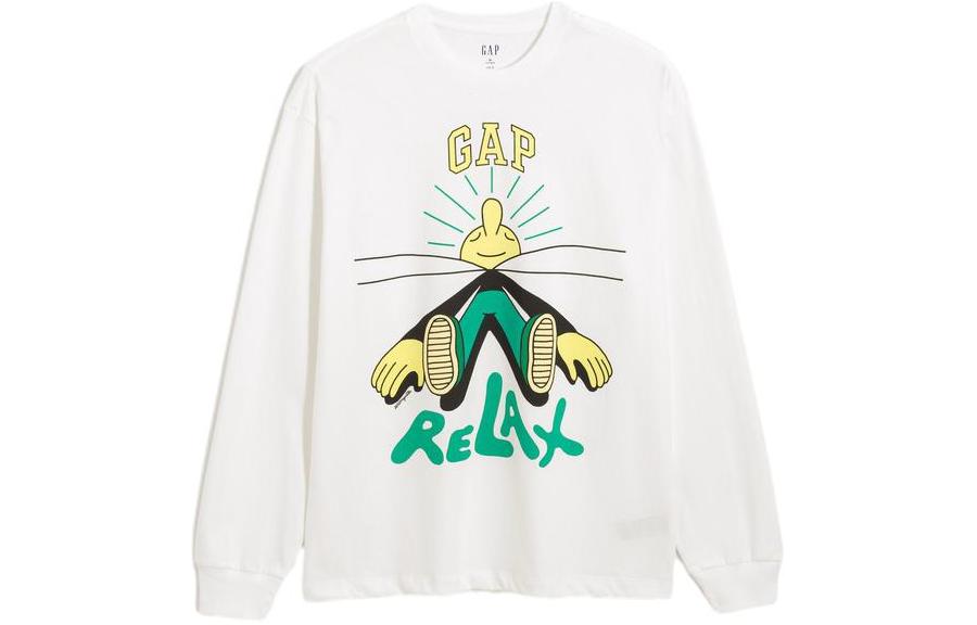 GAP x Jeremyville White Unisex Crewneck Sweatshirt with Animal Graphic. 841240