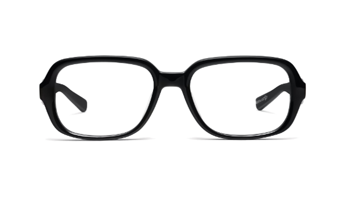 Lookbook Gentle Monster 黑色不規則板材光學眼鏡 情侶款男女通用框架。 MM11401