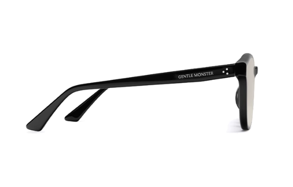 Shop GENTLE MONSTER 黑色不規則太陽眼鏡 男女通用 鏡腿刻字款 JADE-01(BR