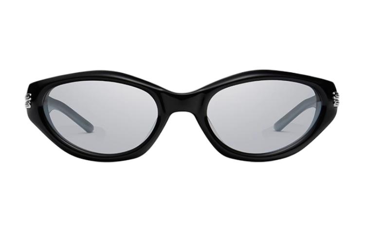 GENTLE MONSTER Black Oval Metal Sunglasses Unisex with Striped Detailing KIKO-01(SM