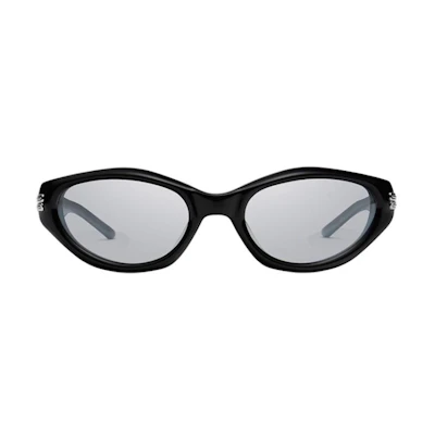 GENTLE MONSTER Black Oval Metal Sunglasses Unisex with Striped Detailing KIKO-01(SM