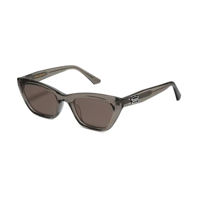 Gentle Monster Brown Irregular Frame Metal Logo Unisex Sunglasses OBOE-BRC8