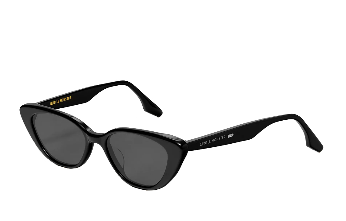 GENTLE MONSTER Cat Eye Sunglasses Black Unisex with Side Logo Design Crella-01