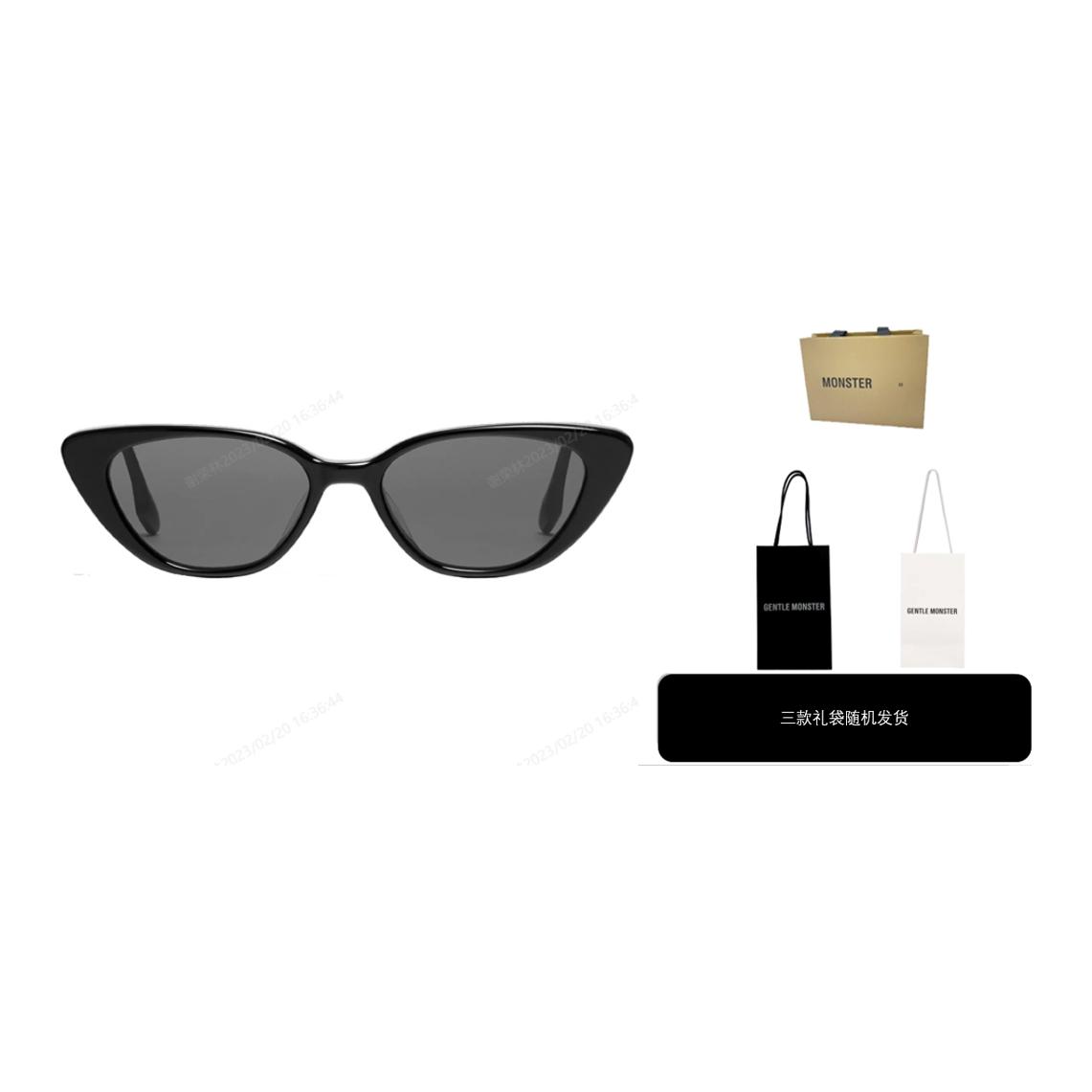 Order GENTLE MONSTER 猫眼墨镜 黑色男女通用 侧面标志设计 Crella-01