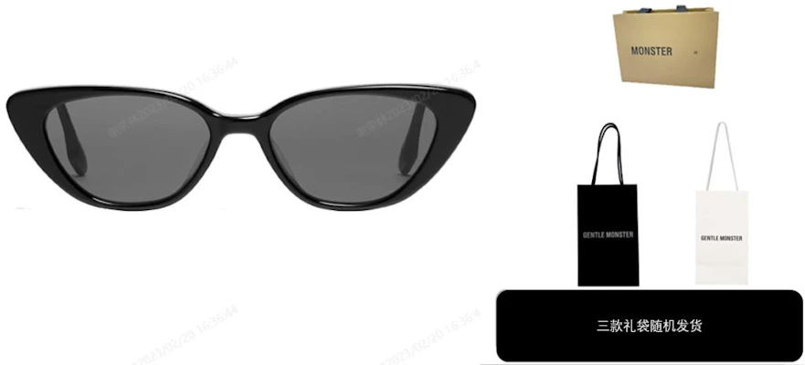 GENTLE MONSTER 猫眼墨镜 黑色男女通用 侧面标志设计 Crella-01 Order GENTLE MONSTER 猫眼墨镜 黑色男女通用 侧面标志设计 Crella-01