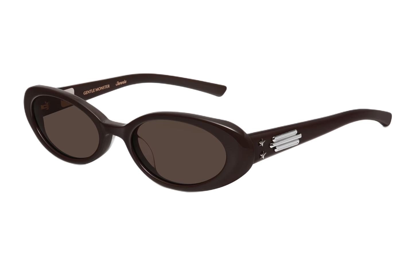 Gentle Monster x Jennie Oval Sunglasses Unisex Brown with Logo Detail Jennie-HushBR3