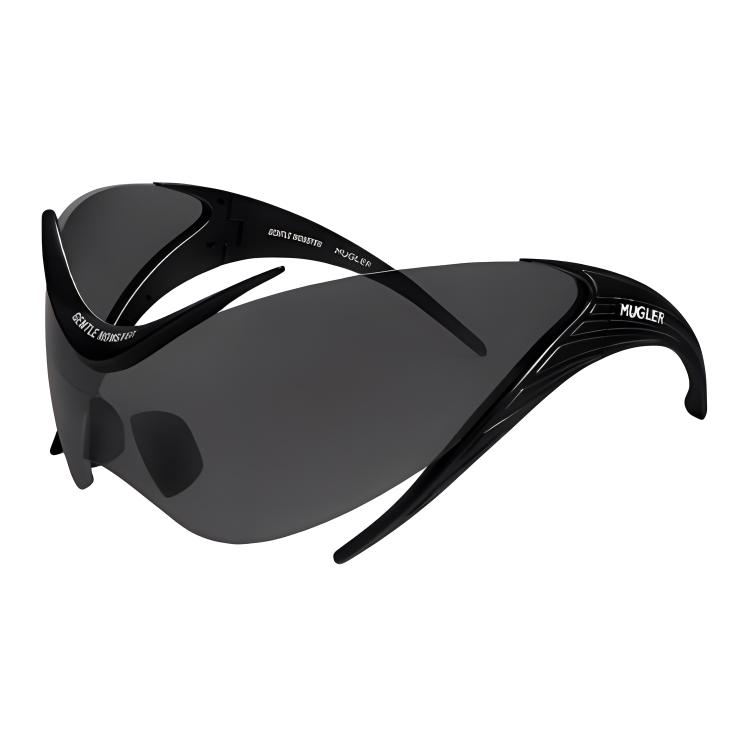 GENTLE MONSTER Mugler Black Irregular Sunglasses Unisex Couple Edition. Mugler-Spiral01M01