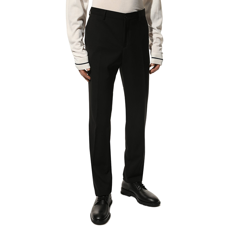 Purchase GIORGIO ARMANI  Black Solid High-Rise Straight-Leg Casual Pants SS23 8WGPP00B-T0075-UC99