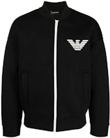 Giorgio Armani Black Zip-Up Jacket with Letter Print and Stand Collar. 6L1MM3-1JUWZ-0999 Giorgio Armani Black Zip-Up Jacket with Letter Print and Stand Collar. 6L1MM3-1JUWZ-0999