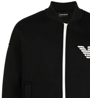 Chaqueta Negra Giorgio Armani con Cremallera, Estampado de Letras y Cuello Alto. 6L1MM3-1JUWZ-0999 Details for Chaqueta Negra Giorgio Armani con Cremallera, Estampado de Letras y Cuello Alto. 6L1MM3-1JUWZ-0999