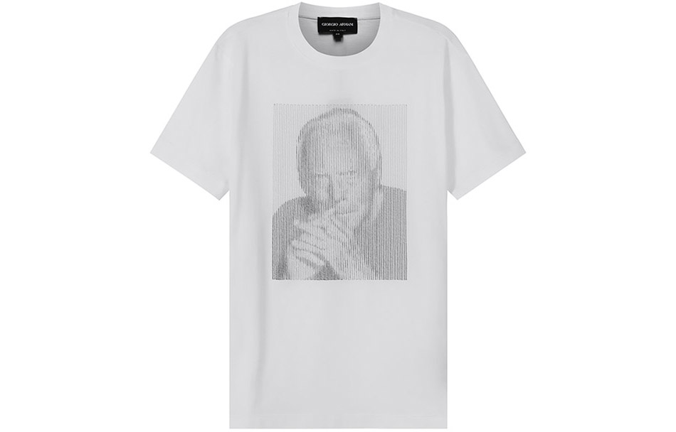 GIORGIO ARMANI  Embroidered Cotton Crewneck T-Shirt SS22 Optical White 3LST58-SJMCZ-U090