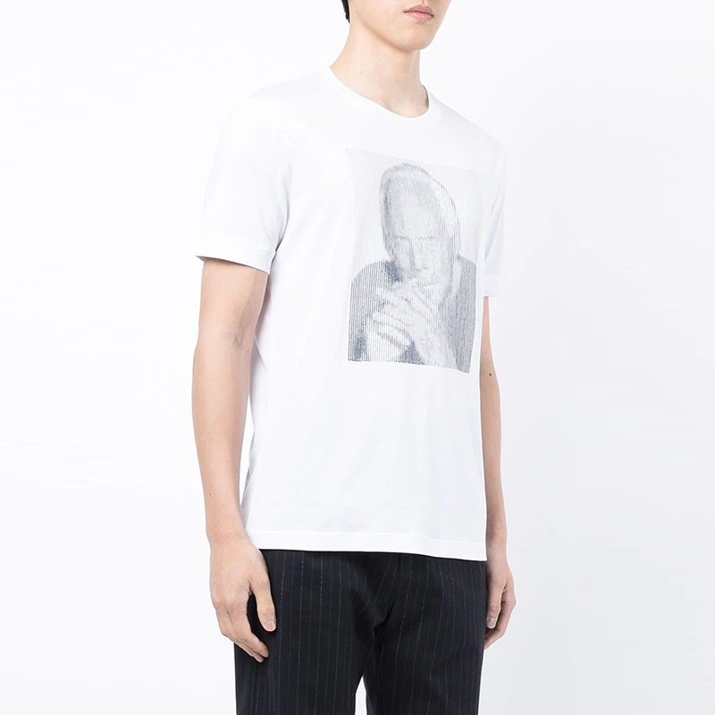 Details for GIORGIO ARMANI Kemeja-T Kapas Sulaman Crewneck SS22 Optical White 3LST58-SJMCZ-U090