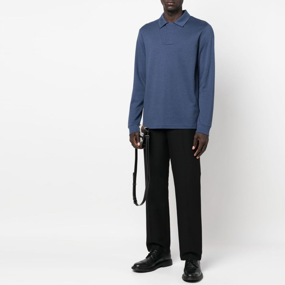 Lookbook 乔治阿玛尼午夜蓝长袖纯色POLO衫 6LSF51-SJQGZ-U8KV