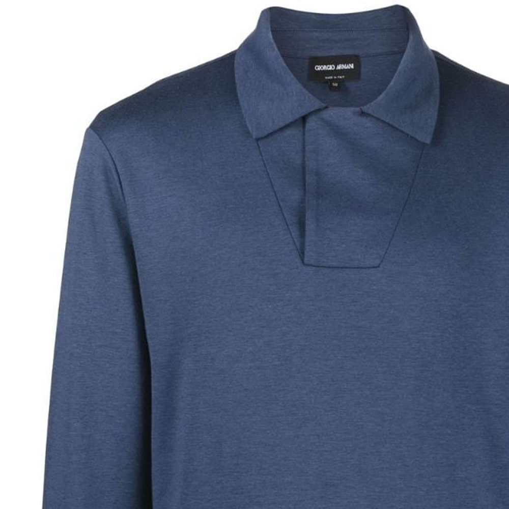 Sizing 乔治阿玛尼午夜蓝长袖纯色POLO衫 6LSF51-SJQGZ-U8KV