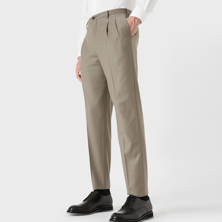 Lookbook GIORGIO ARMANI  Solid Zipper Straight Casual Pants Khaki. 8WGPP03D-T004K-U6UG