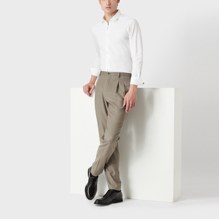Purchase GIORGIO ARMANI  Solid Zipper Straight Casual Pants Khaki. 8WGPP03D-T004K-U6UG