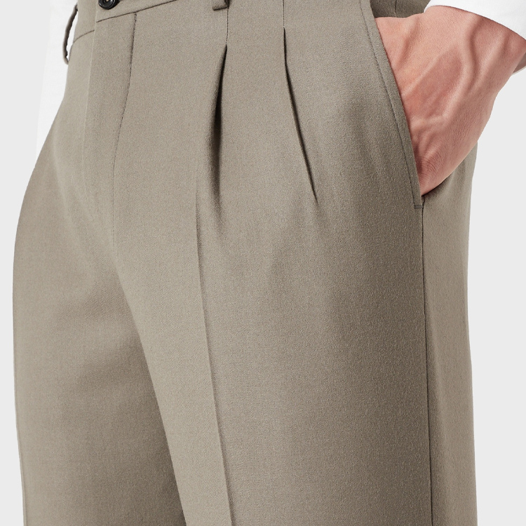 Details for GIORGIO ARMANI  Solid Zipper Straight Casual Pants Khaki. 8WGPP03D-T004K-U6UG