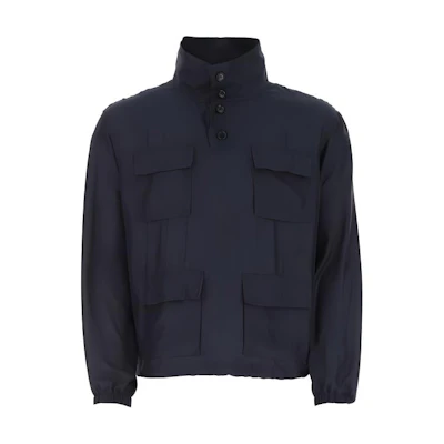 GIORGIO ARMANI SS22 Navy Blue Multi-Pocket Stand-Collar Jacket 2SGCCZ94-TZ832-UBWF