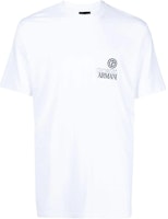 GIORGIO ARMANI White Logo Print Short Sleeve Crewneck T-Shirt 3LSM66SJKLZU090 GIORGIO ARMANI White Logo Print Short Sleeve Crewneck T-Shirt 3LSM66SJKLZU090