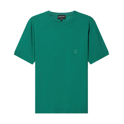 Giorgio Armani Armani Solid Color Embroidered Logo Crewneck T-Shirt Green. 3GST52-SJP4Z-U97P