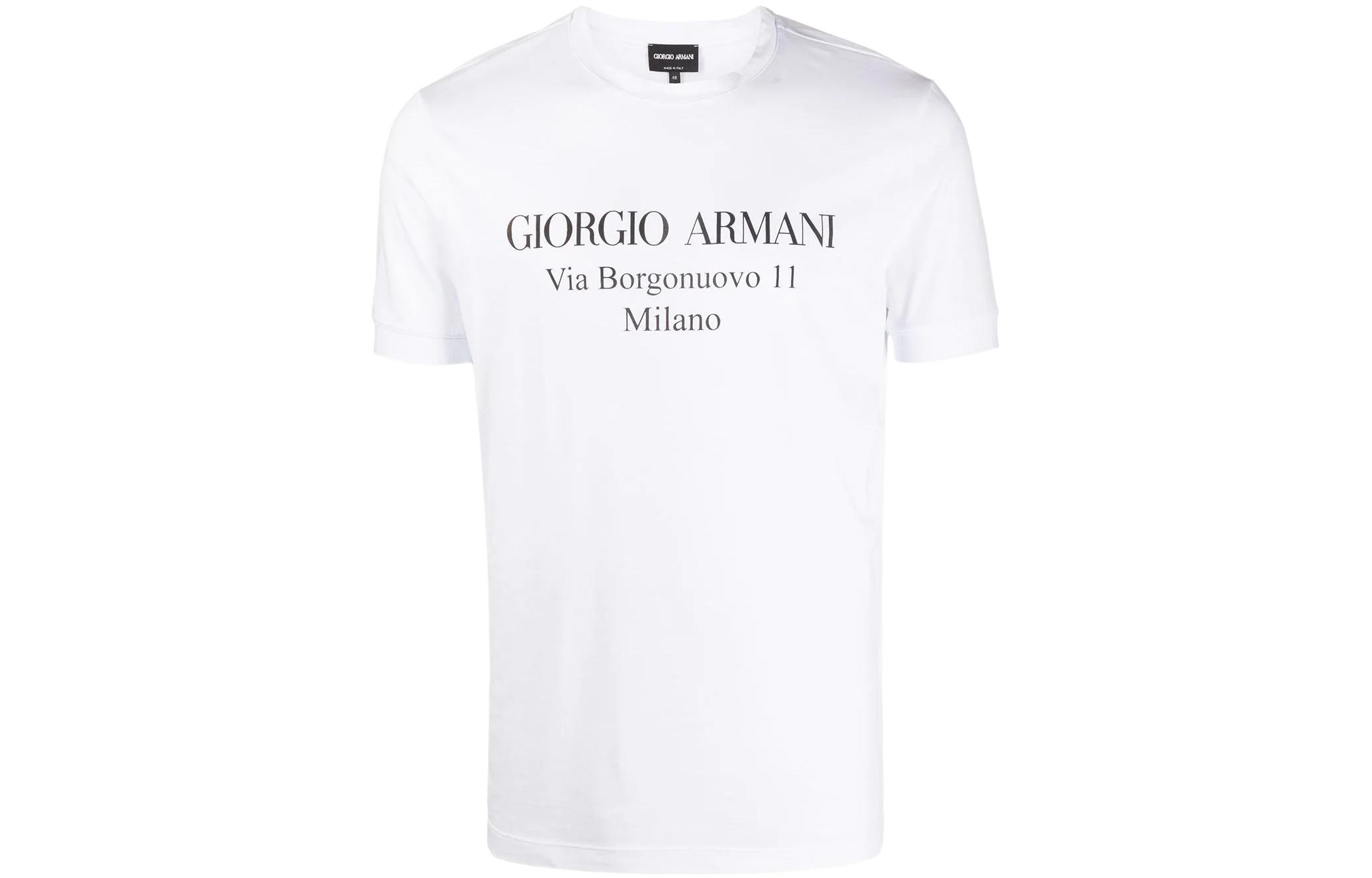 Giorgio Armani Armani  White Crew Neck Logo Print Short Sleeve T-Shirt 3GST57-SJMCZ-U090
