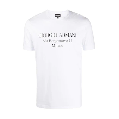 Giorgio Armani Armani White Crew Neck Logo Print Short Sleeve T-Shirt 3GST57-SJMCZ-U090