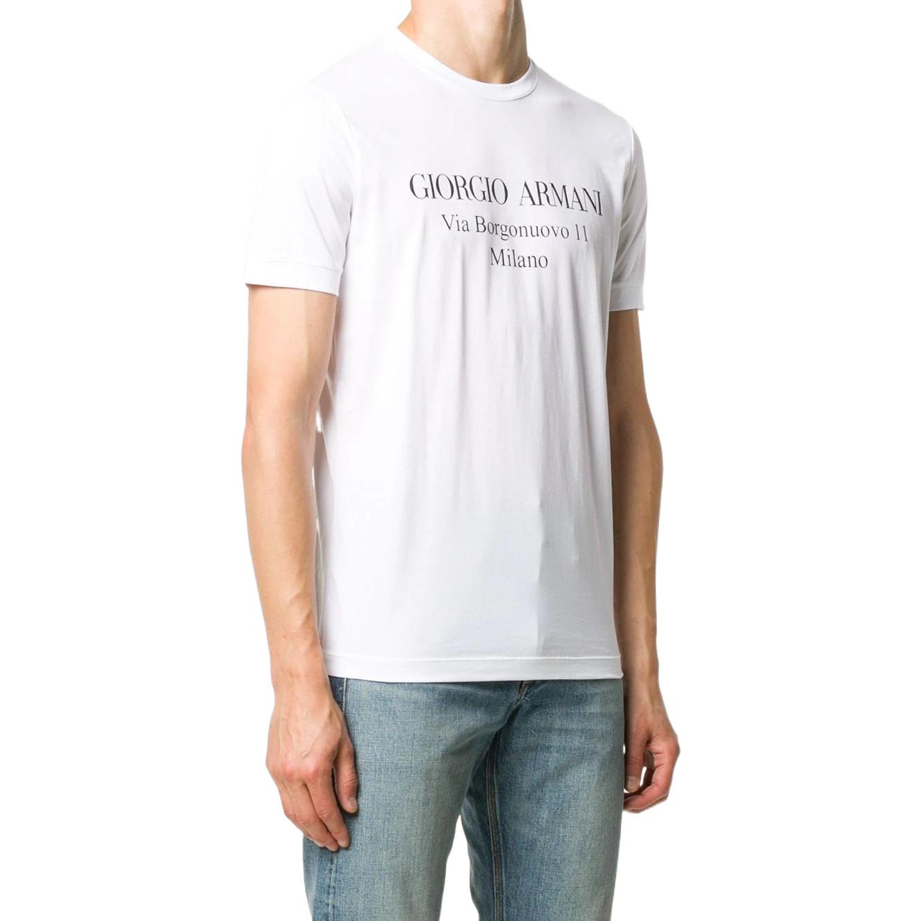 Shop Giorgio Armani Kaos Putih Logo Cetak Leher Bulat Lengan Pendek. 3GST57-SJMCZ-U090