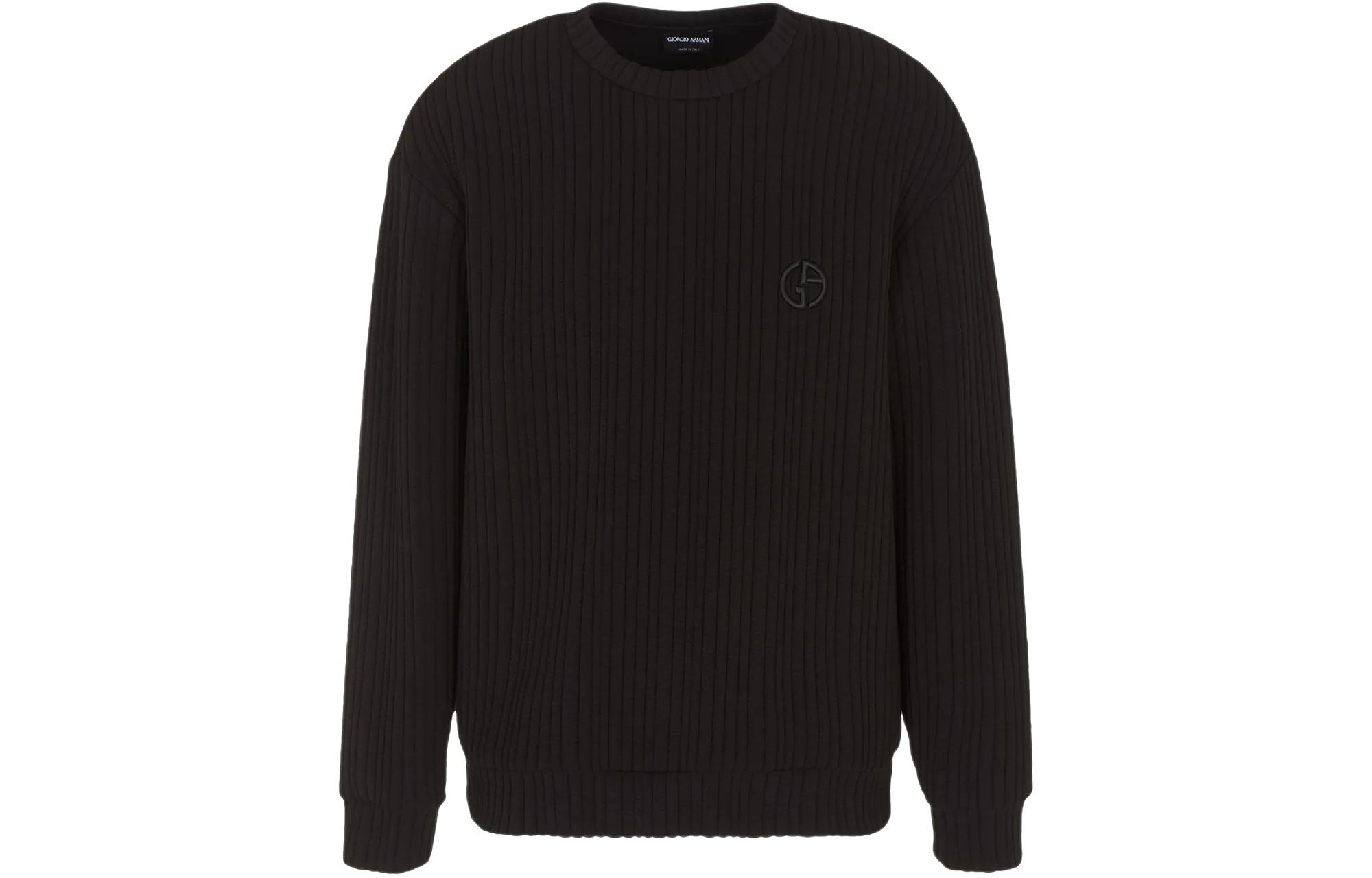 Giorgio Armani Armani Black Long-Sleeve Crewneck Sweatshirt with Logo Print 3RSM72-SJLHZ-1UC99