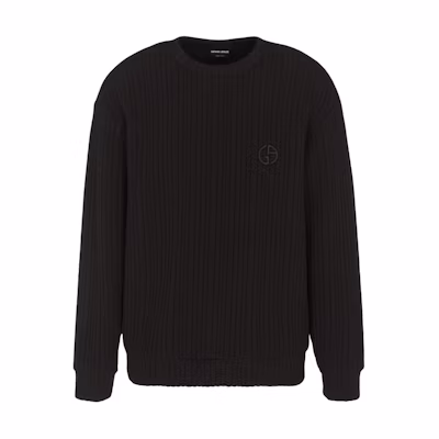 Giorgio Armani Armani Black Long-Sleeve Crewneck Sweatshirt with Logo Print 3RSM72-SJLHZ-1UC99
