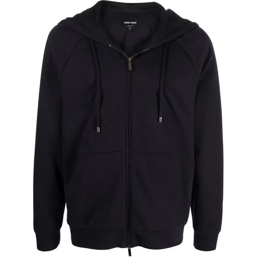 Giorgio Armani Armani Black Slim-Fit Zip Hoodie Jacket with Drawstring 6KSB55SJSXZUBVN