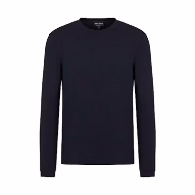 Giorgio Armani Armani Blue Solid Color Crewneck Knit Sweatshirt Long Sleeve 3GST51SJP4Z1-UBSG