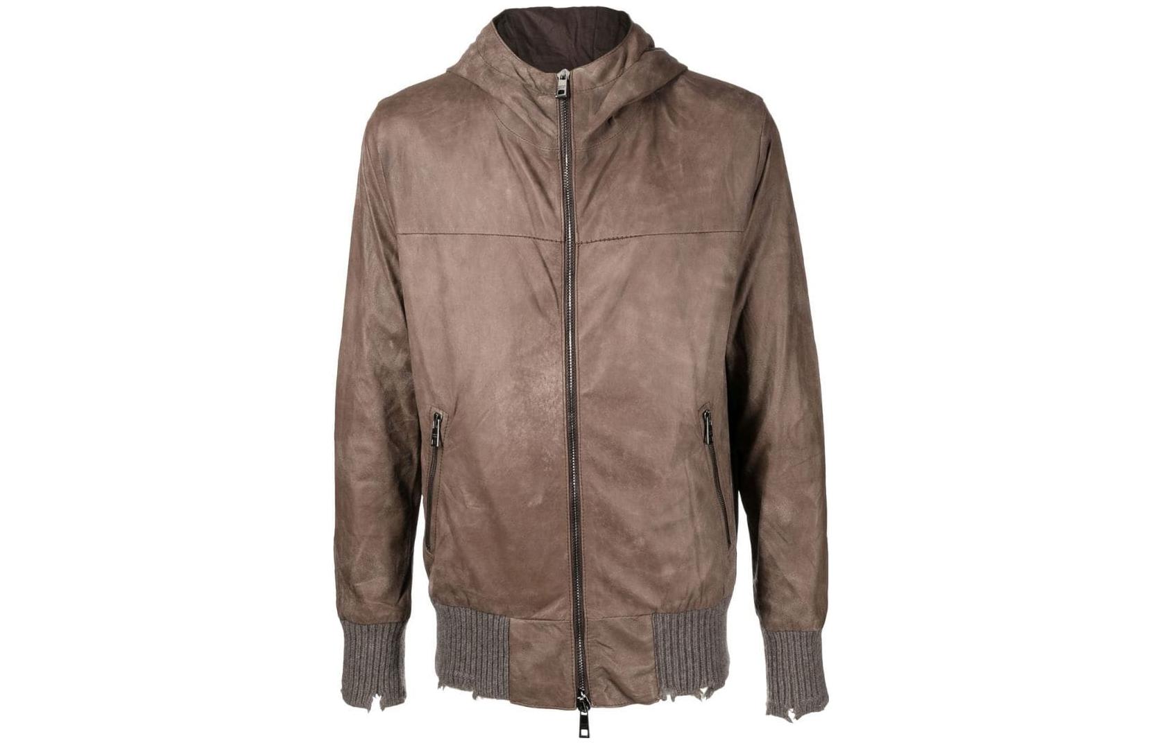 Giorgio Armani Armani Brown Solid Zip-Up Hooded Jacket GU23F14-096VB-RUSH