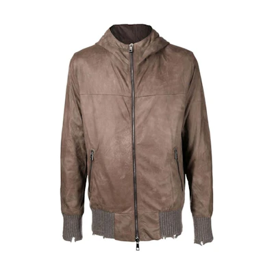Giorgio Armani Armani Brown Solid Zip-Up Hooded Jacket GU23F14-096VB-RUSH