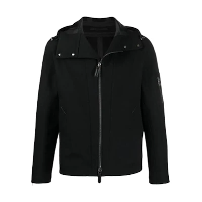 Giorgio Armani Armani FW21 Black Logo Patch Hooded Jacket 1SGOB04NT02I6